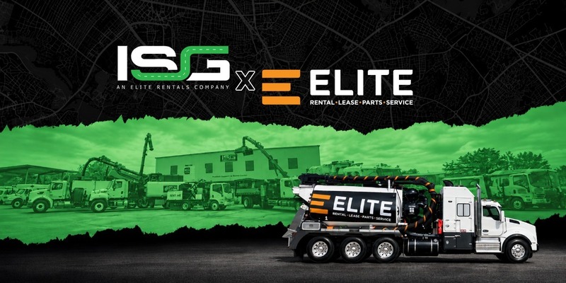 Elite Equipment Rentals vacuum truck in front of ISG's equipment fleet and facility, representing the acquisition and expanded equipment, parts, and service capabilities.